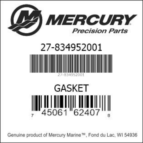 Bar codes for Mercury Marine part number 27-834952001