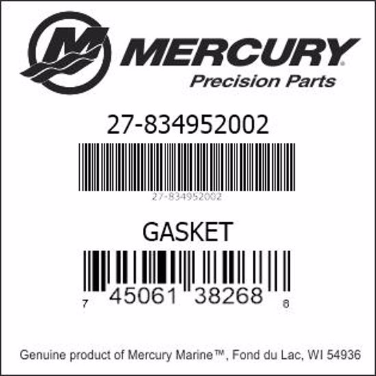 Bar codes for Mercury Marine part number 27-834952002