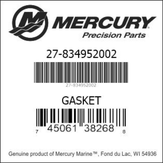 Bar codes for Mercury Marine part number 27-834952002