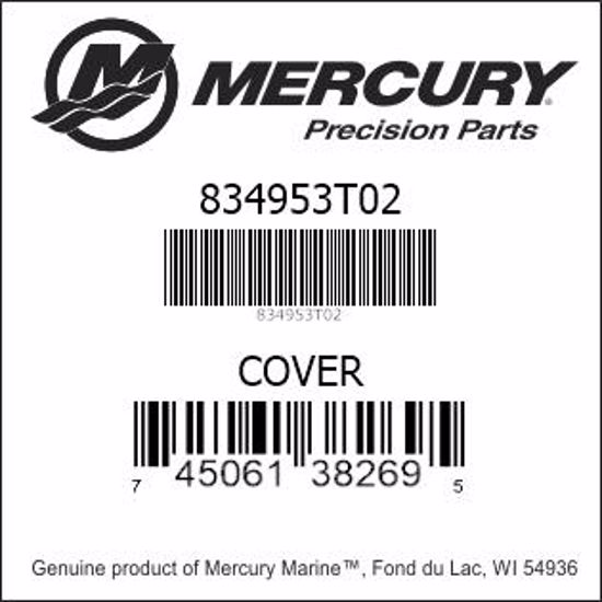 Bar codes for Mercury Marine part number 834953T02