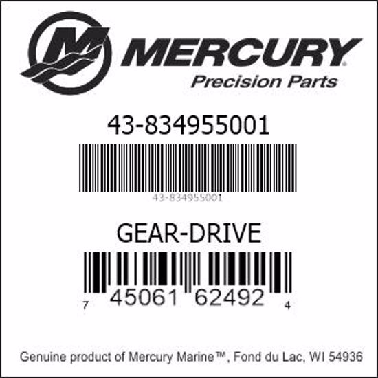 Bar codes for Mercury Marine part number 43-834955001