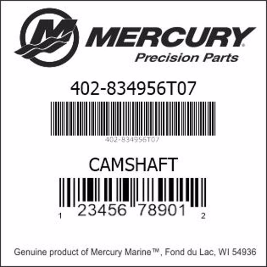Bar codes for Mercury Marine part number 402-834956T07