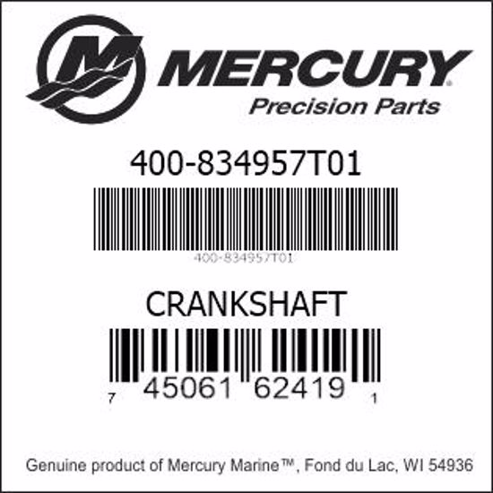 Bar codes for Mercury Marine part number 400-834957T01