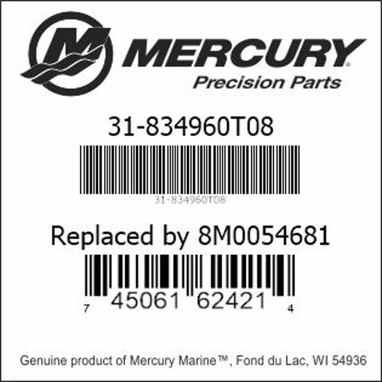Bar codes for Mercury Marine part number 31-834960T08