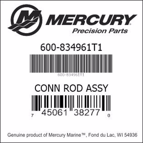 Bar codes for Mercury Marine part number 600-834961T1