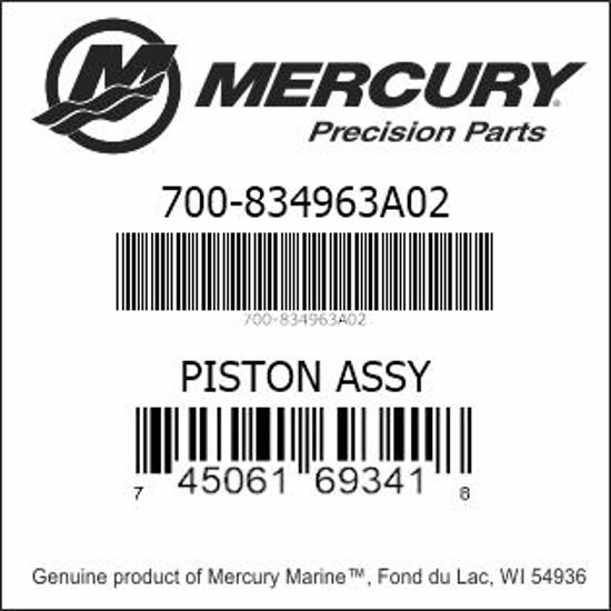 Bar codes for Mercury Marine part number 700-834963A02