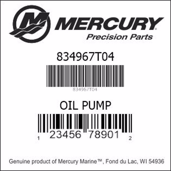 Bar codes for Mercury Marine part number 834967T04