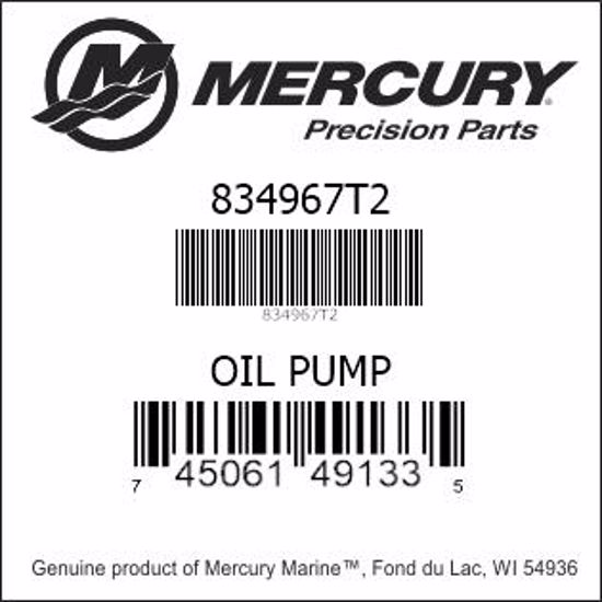 Bar codes for Mercury Marine part number 834967T2