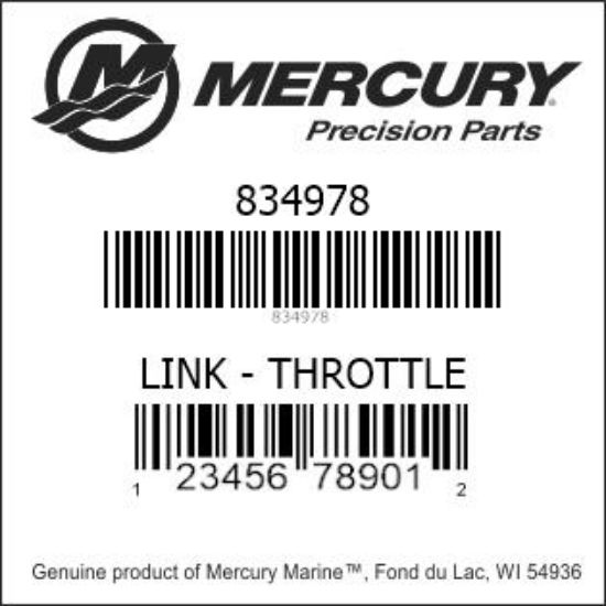 Bar codes for Mercury Marine part number 834978