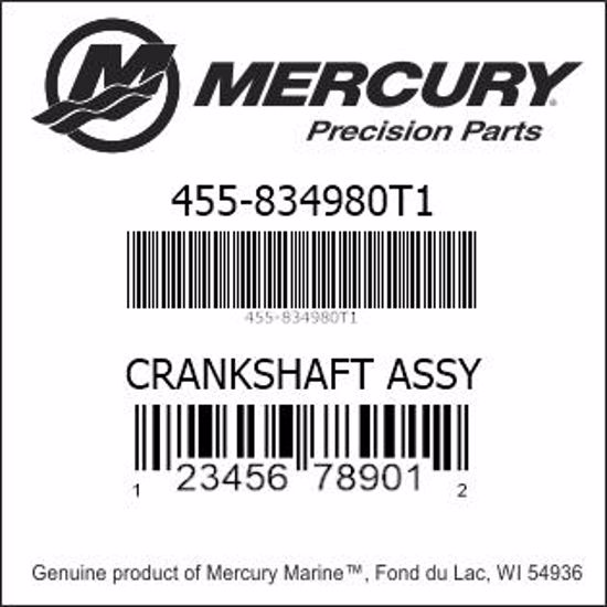 Bar codes for Mercury Marine part number 455-834980T1