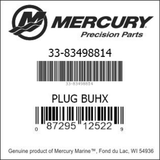 Bar codes for Mercury Marine part number 33-83498814