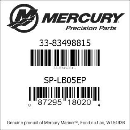 Bar codes for Mercury Marine part number 33-83498815