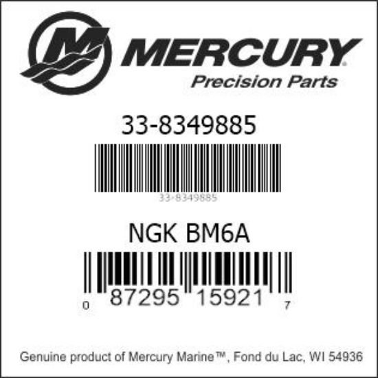 Bar codes for Mercury Marine part number 33-8349885