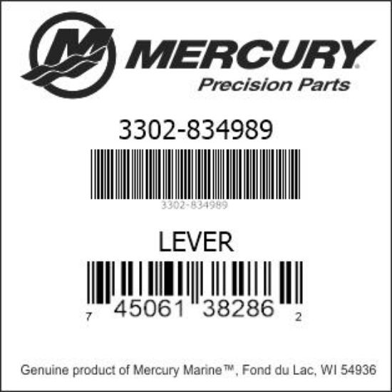 Bar codes for Mercury Marine part number 3302-834989