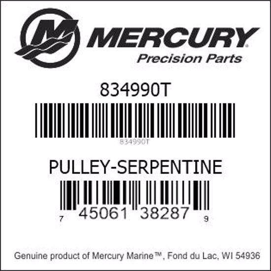 Bar codes for Mercury Marine part number 834990T