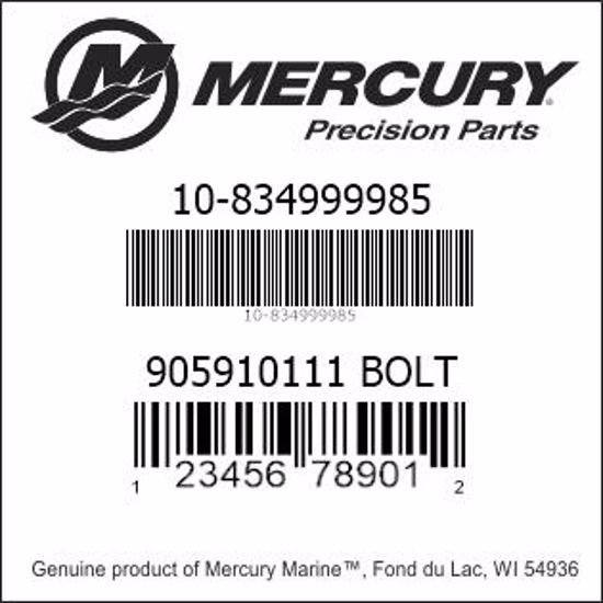Bar codes for Mercury Marine part number 10-834999985