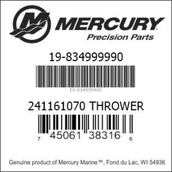 Bar codes for Mercury Marine part number 19-834999990