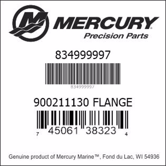 Bar codes for Mercury Marine part number 834999997