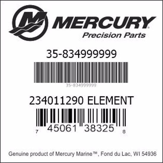 Bar codes for Mercury Marine part number 35-834999999