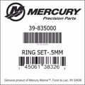 Bar codes for Mercury Marine part number 39-835000