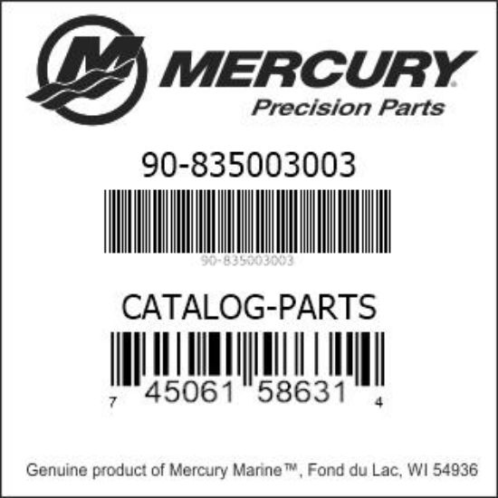 Bar codes for Mercury Marine part number 90-835003003