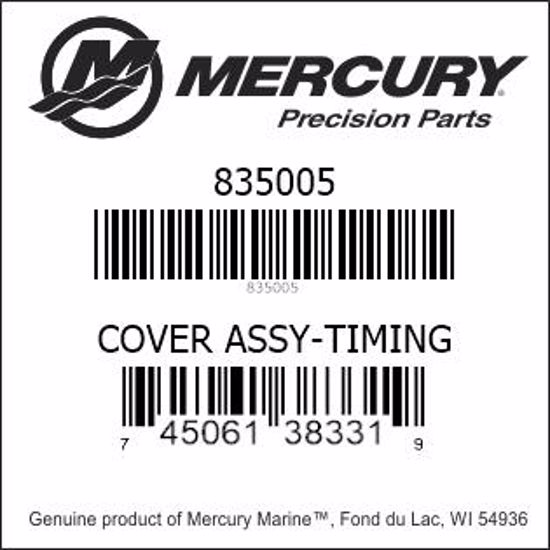 Bar codes for Mercury Marine part number 835005