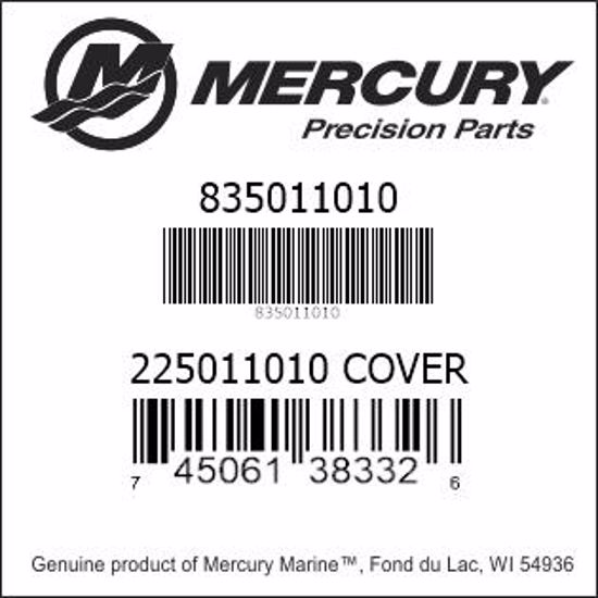 Bar codes for Mercury Marine part number 835011010
