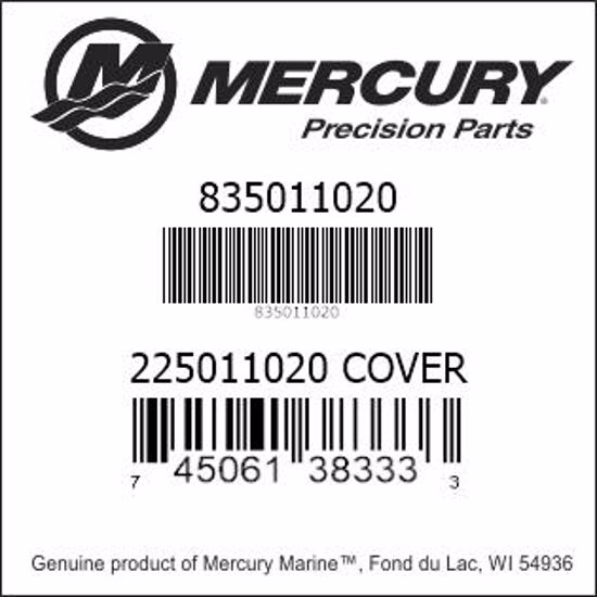 Bar codes for Mercury Marine part number 835011020