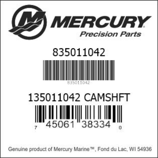 Bar codes for Mercury Marine part number 835011042