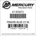 Bar codes for Mercury Marine part number 67-835071