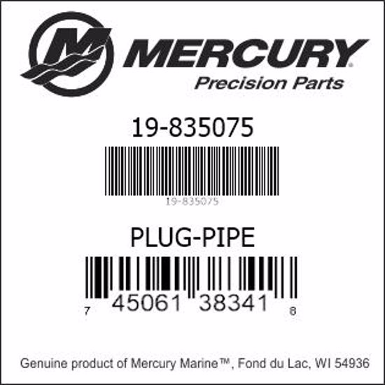 Bar codes for Mercury Marine part number 19-835075