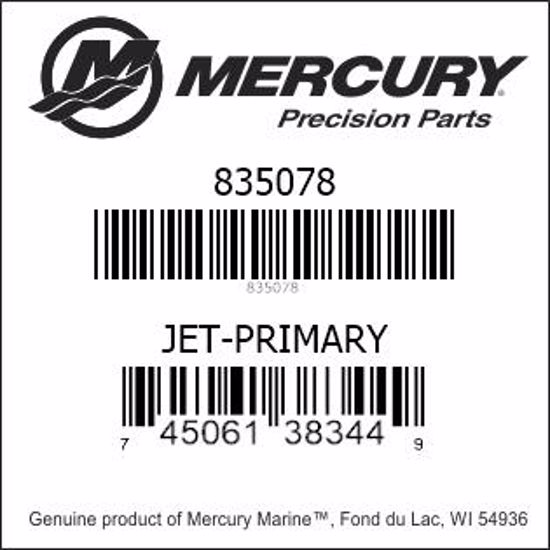 Bar codes for Mercury Marine part number 835078