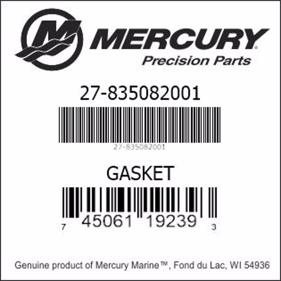 Bar codes for Mercury Marine part number 27-835082001