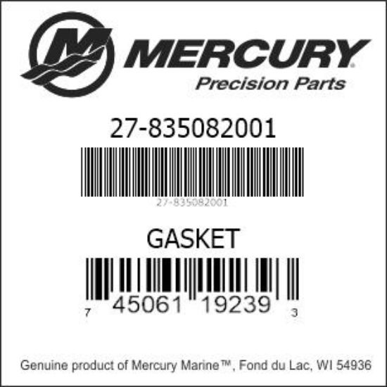 Bar codes for Mercury Marine part number 27-835082001