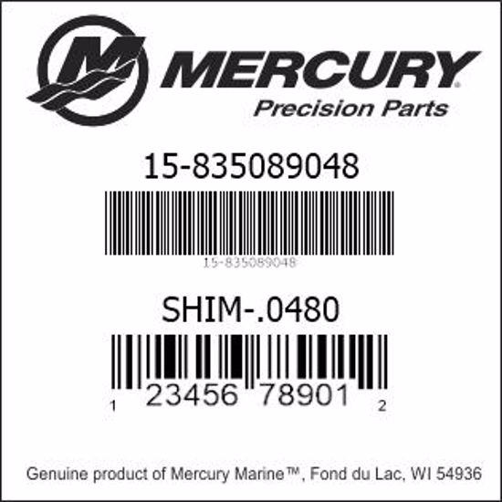 Bar codes for Mercury Marine part number 15-835089048