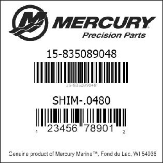 Bar codes for Mercury Marine part number 15-835089048