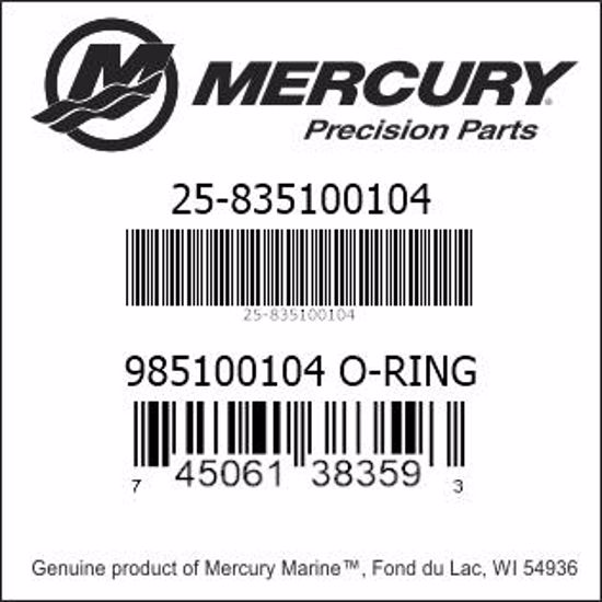 Bar codes for Mercury Marine part number 25-835100104