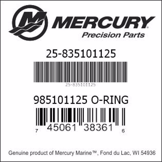 Bar codes for Mercury Marine part number 25-835101125