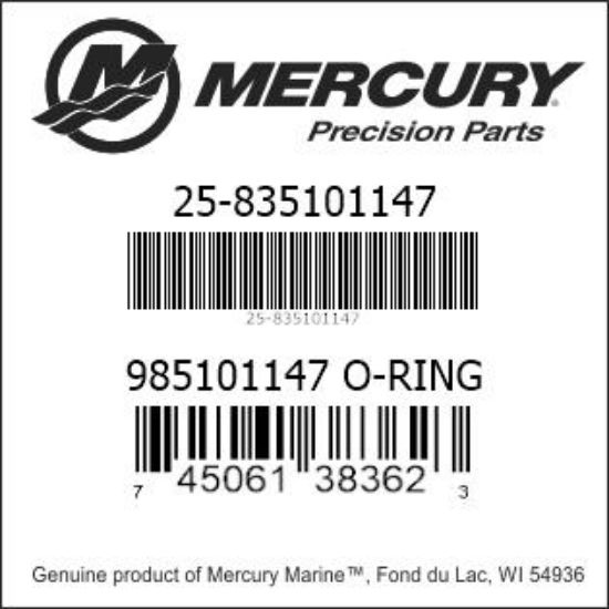 Bar codes for Mercury Marine part number 25-835101147