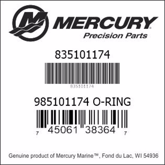 Bar codes for Mercury Marine part number 835101174