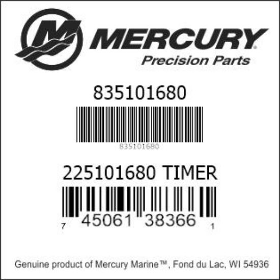 Bar codes for Mercury Marine part number 835101680