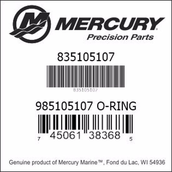 Bar codes for Mercury Marine part number 835105107