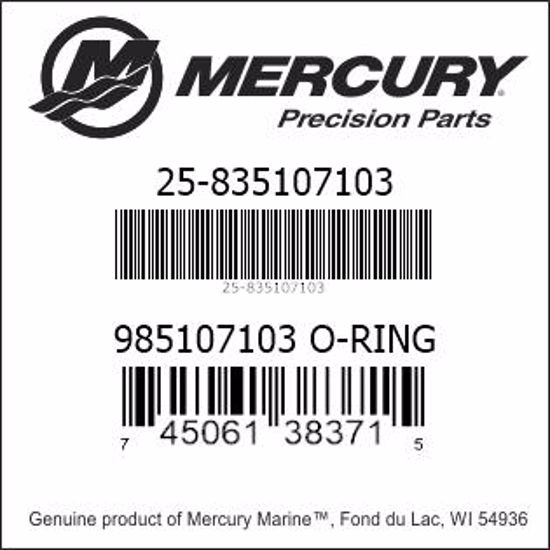 Bar codes for Mercury Marine part number 25-835107103