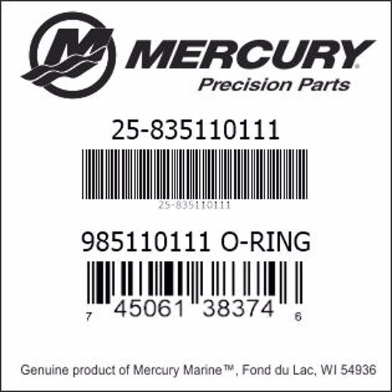 Bar codes for Mercury Marine part number 25-835110111