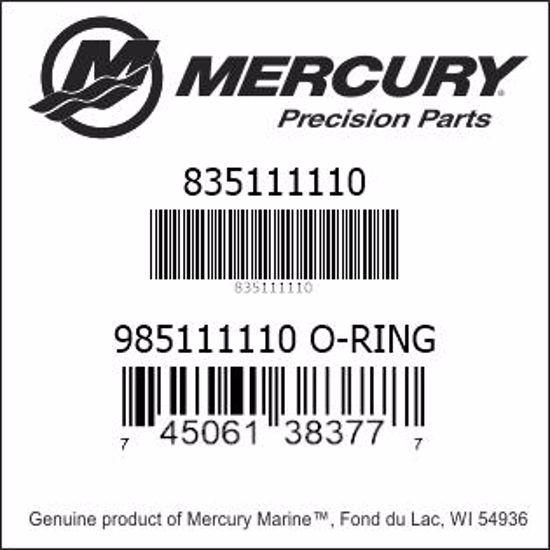 Bar codes for Mercury Marine part number 835111110