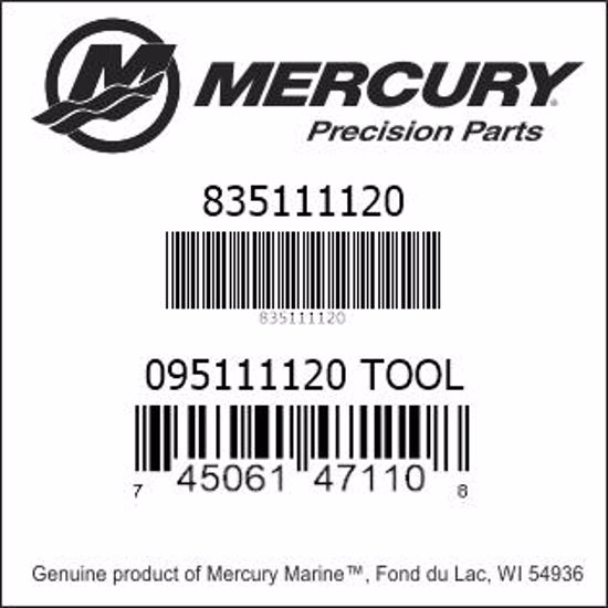 Bar codes for Mercury Marine part number 835111120