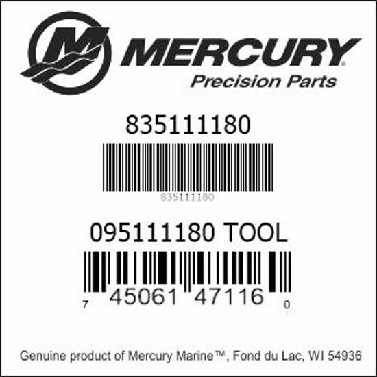 Bar codes for Mercury Marine part number 835111180