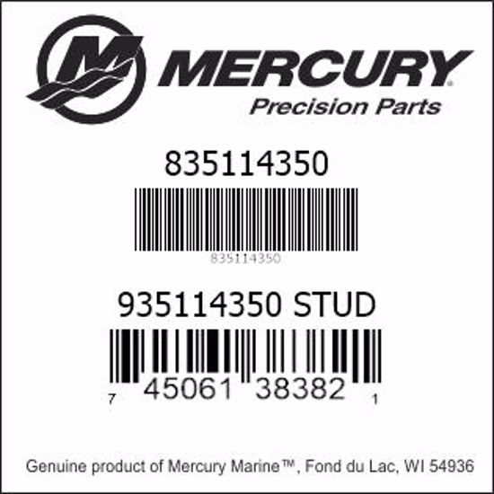 Bar codes for Mercury Marine part number 835114350