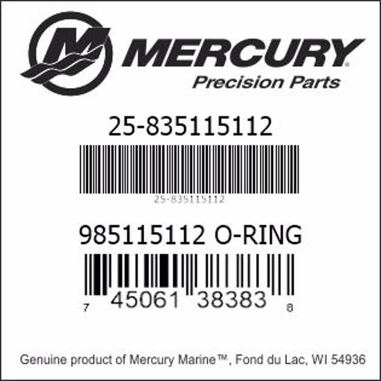 Bar codes for Mercury Marine part number 25-835115112