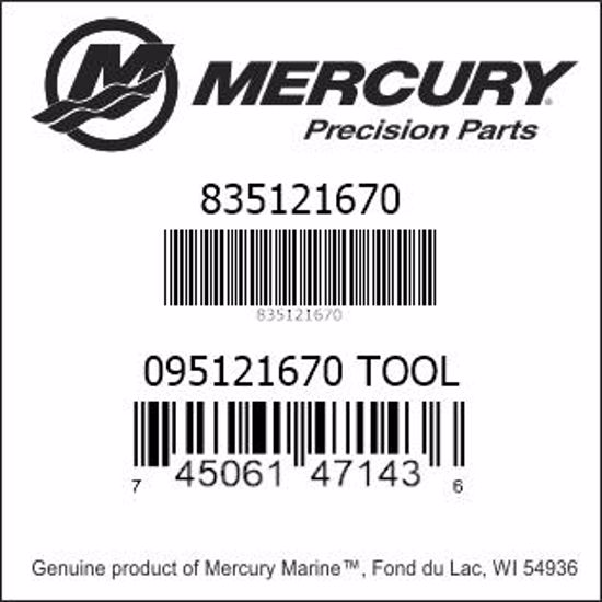 Bar codes for Mercury Marine part number 835121670